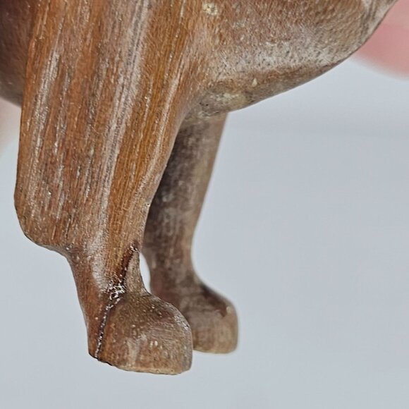 Hand Carved Wooden Collie Dog Figurine Folk Art Miniature 2.5" *REPAIR* - Picture 7 of 9
